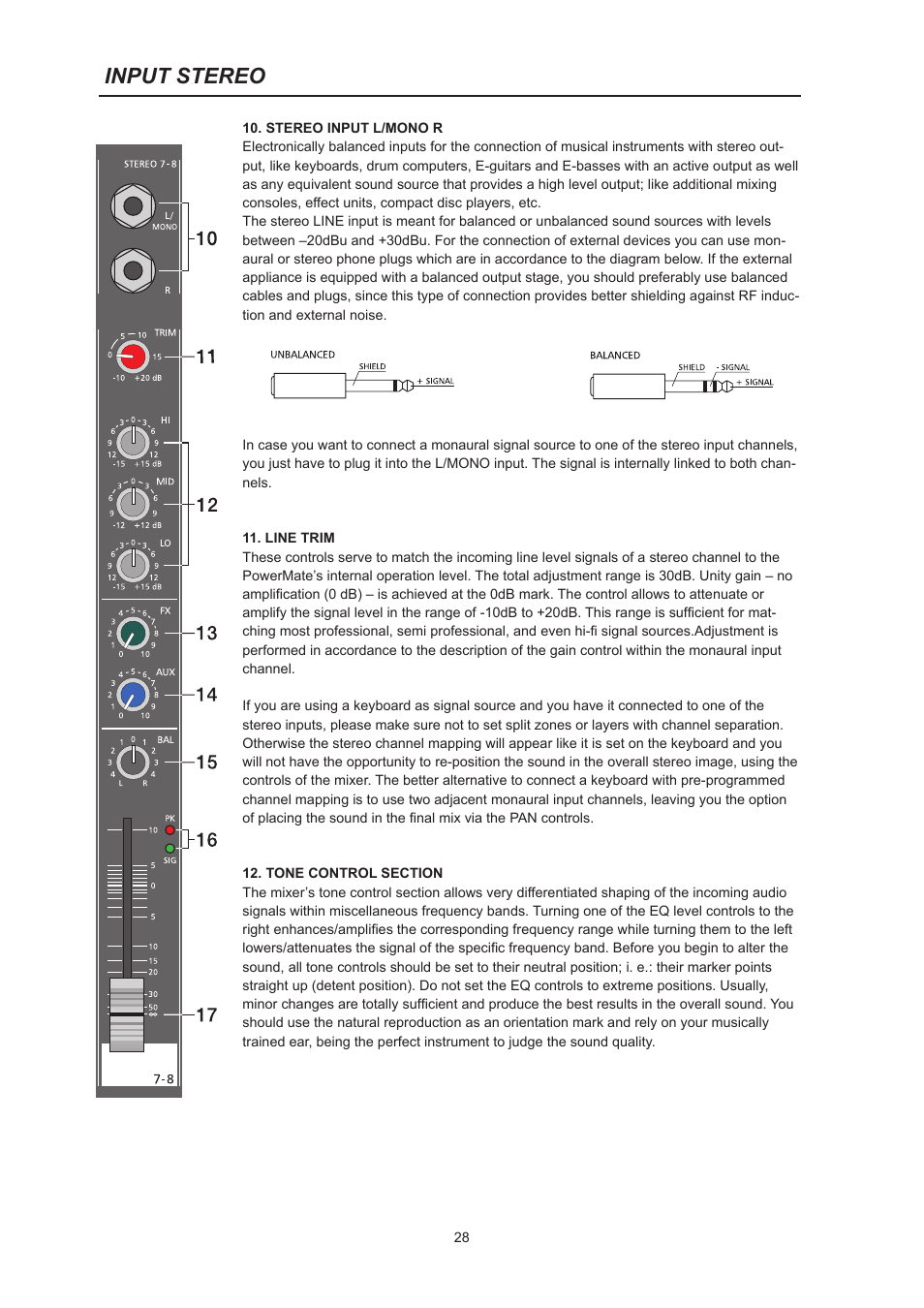 Input stereo | Dynacord PowerMate 600 User Manual | Page 28 / 64