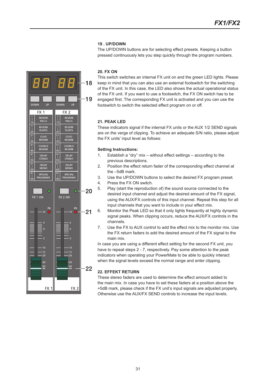 Fx1/fx2 | Dynacord PowerMate 600 User Manual | Page 31 / 64