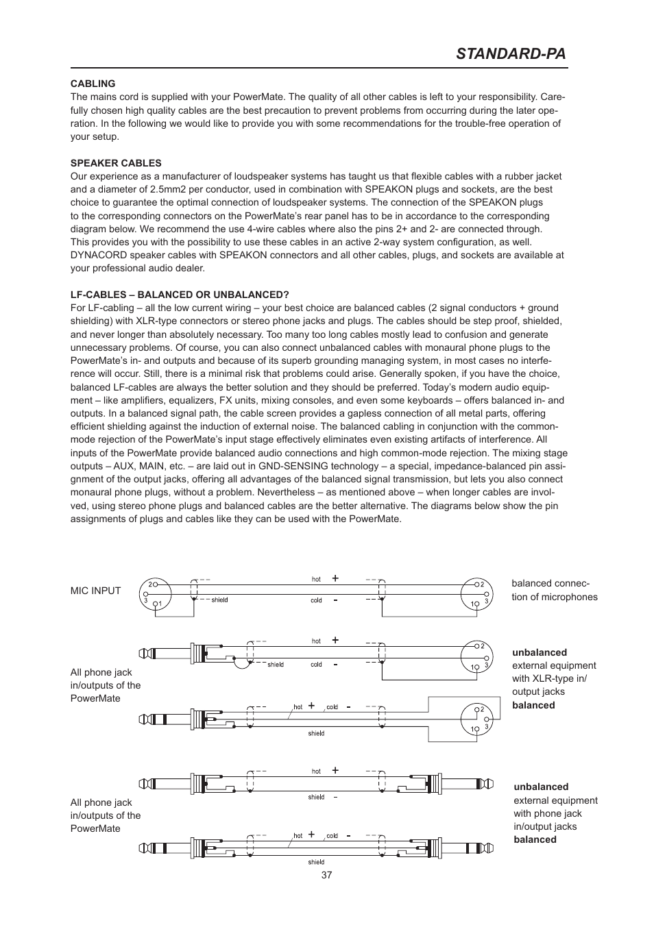 Standard-pa | Dynacord PowerMate 600 User Manual | Page 37 / 64