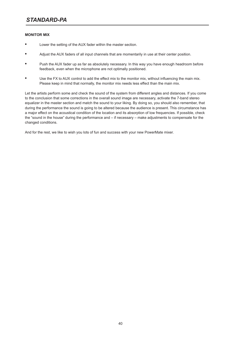 Standard-pa | Dynacord PowerMate 600 User Manual | Page 40 / 64