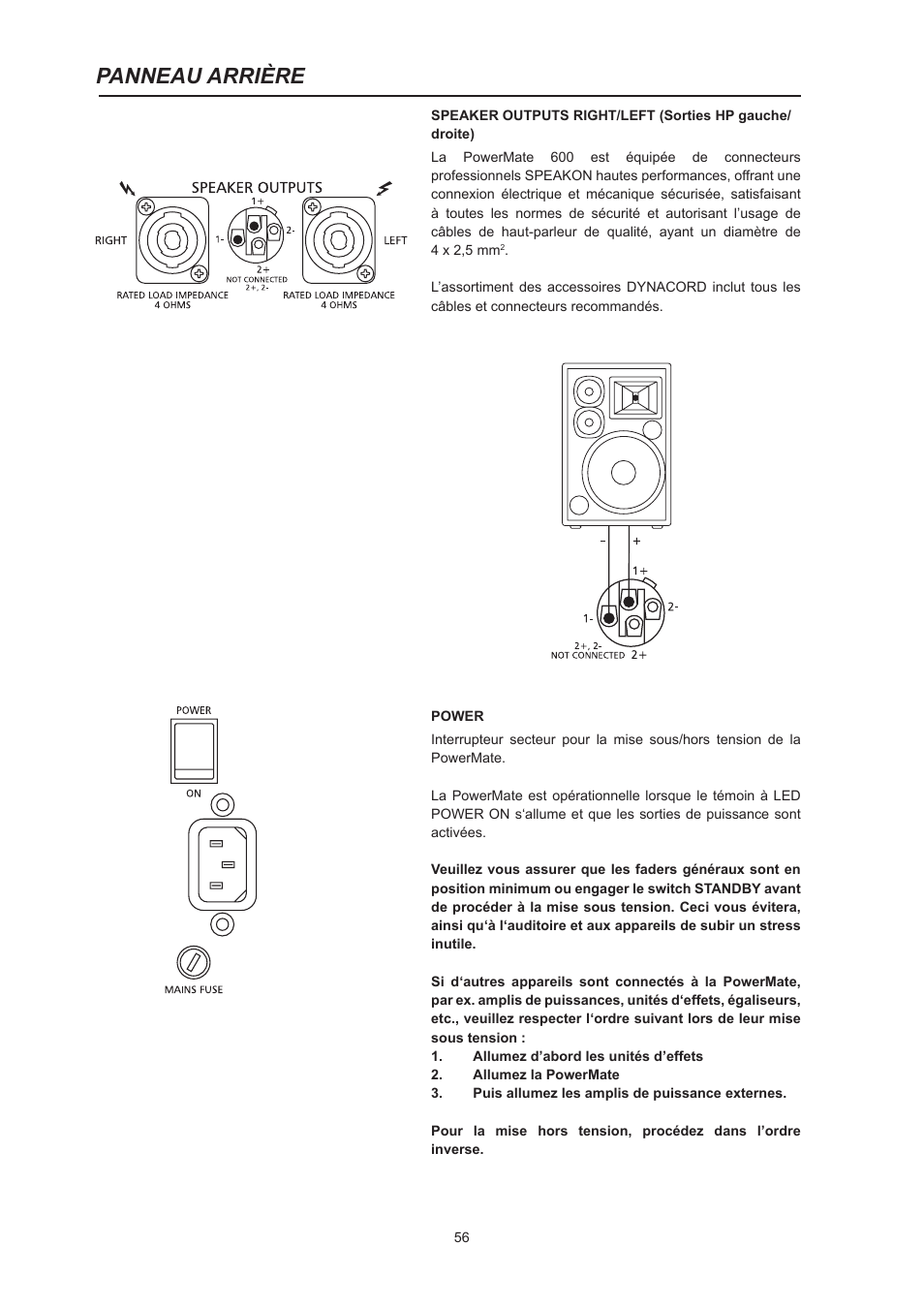 Panneau arrière | Dynacord PowerMate 600 User Manual | Page 56 / 64