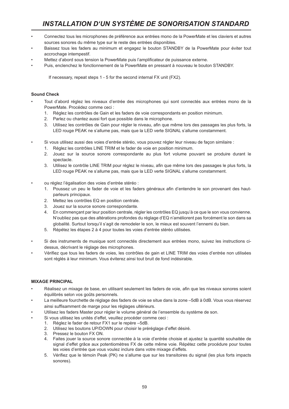 Installation d‘un système de sonorisation standard | Dynacord PowerMate 600 User Manual | Page 59 / 64