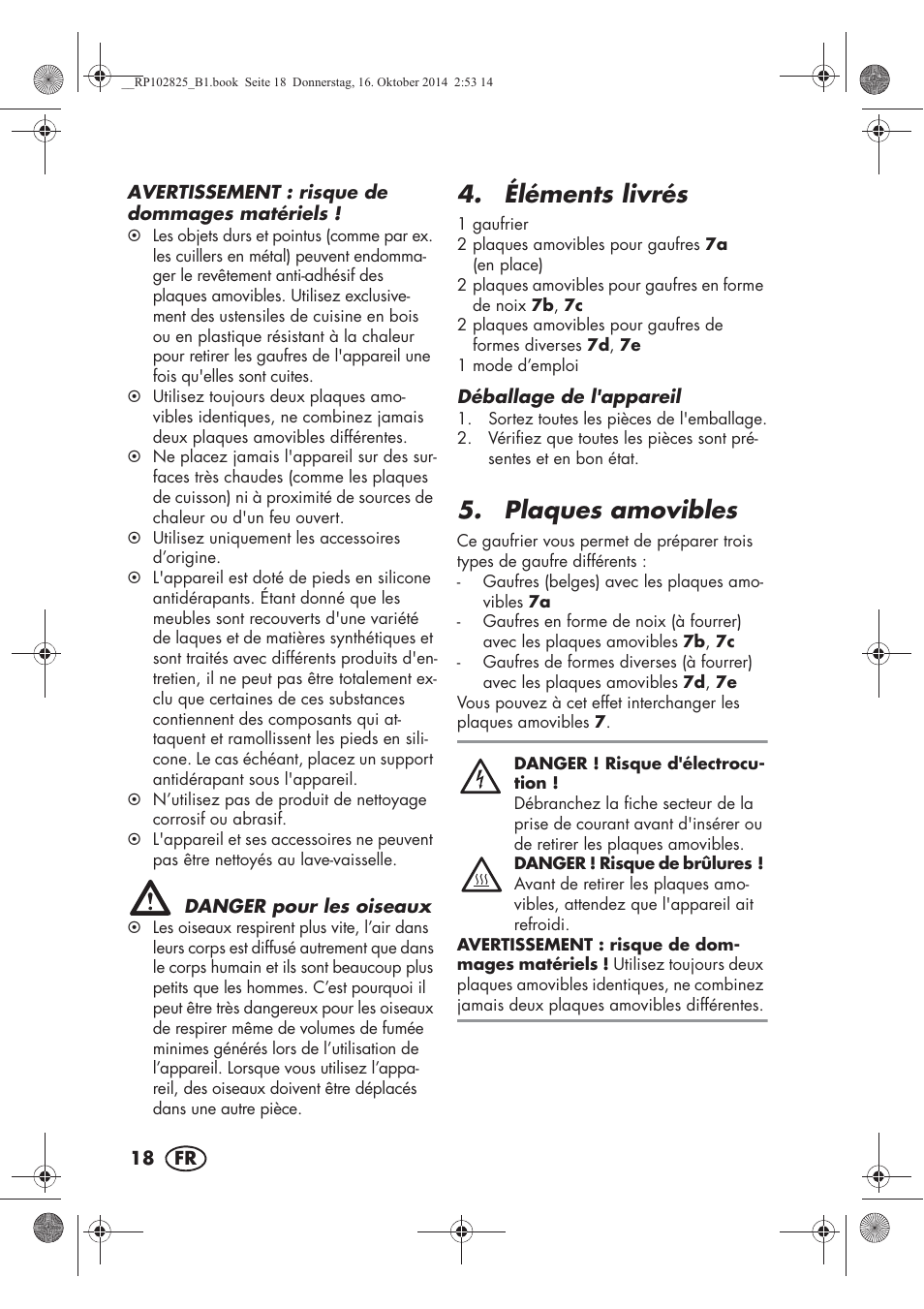 Éléments livrés, Plaques amovibles | Silvercrest SWEW 750 B2 User Manual | Page 20 / 54