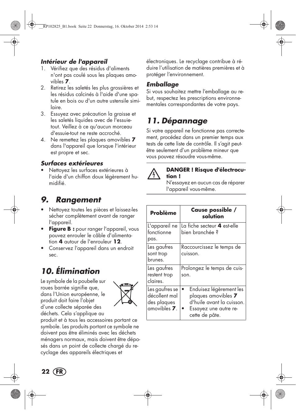 Rangement, Élimination, Dépannage | Silvercrest SWEW 750 B2 User Manual | Page 24 / 54
