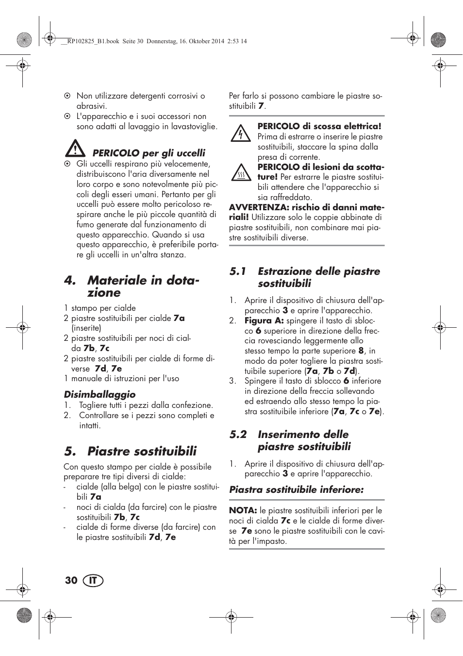 Materiale in dota- zione, Piastre sostituibili | Silvercrest SWEW 750 B2 User Manual | Page 32 / 54