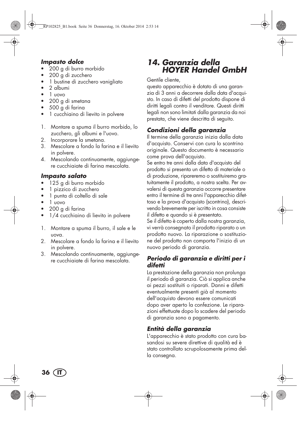 Garanzia della hoyer handel gmbh | Silvercrest SWEW 750 B2 User Manual | Page 38 / 54