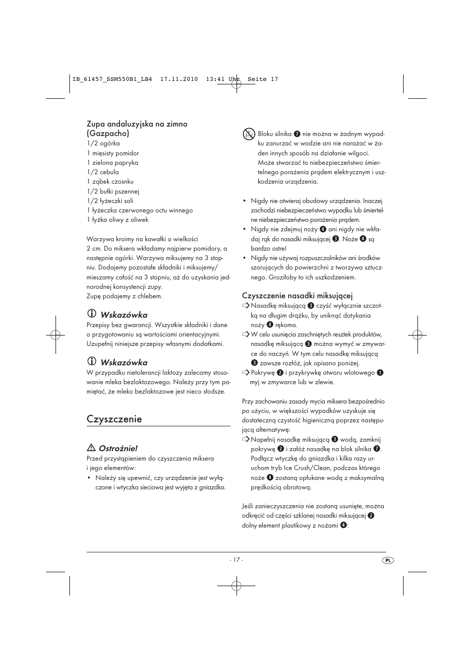 Czyszczenie | Silvercrest SSM 550 B1 User Manual | Page 19 / 72