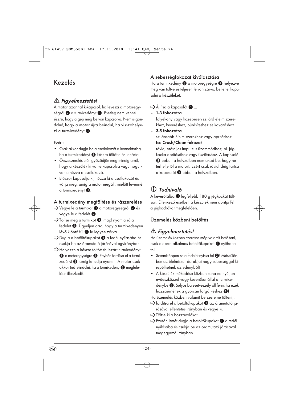 Kezelés | Silvercrest SSM 550 B1 User Manual | Page 26 / 72