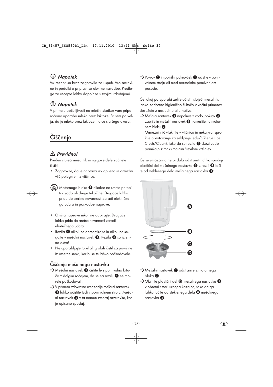 Čiščenje | Silvercrest SSM 550 B1 User Manual | Page 39 / 72