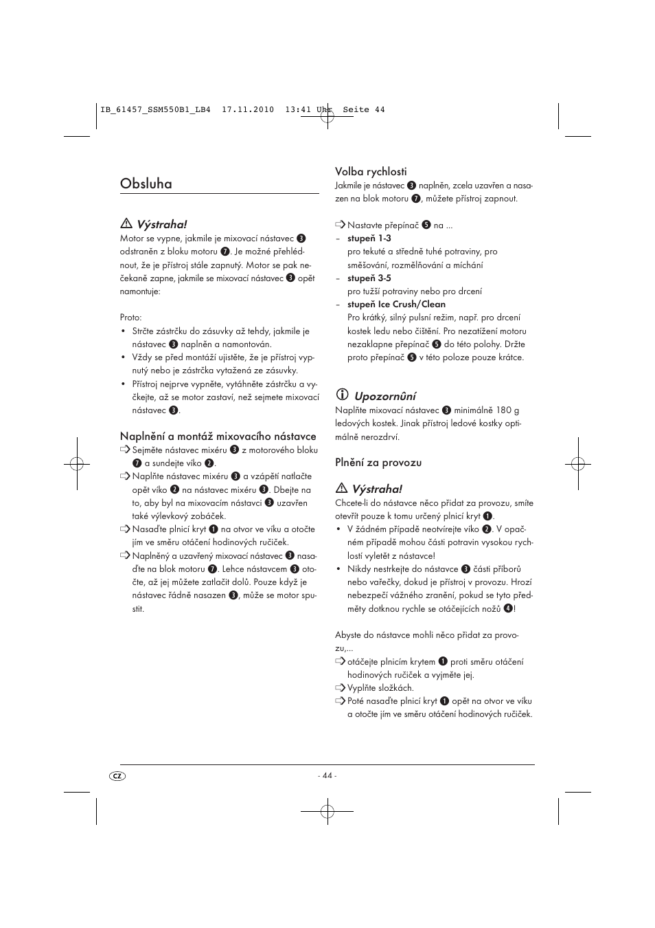 Obsluha | Silvercrest SSM 550 B1 User Manual | Page 46 / 72