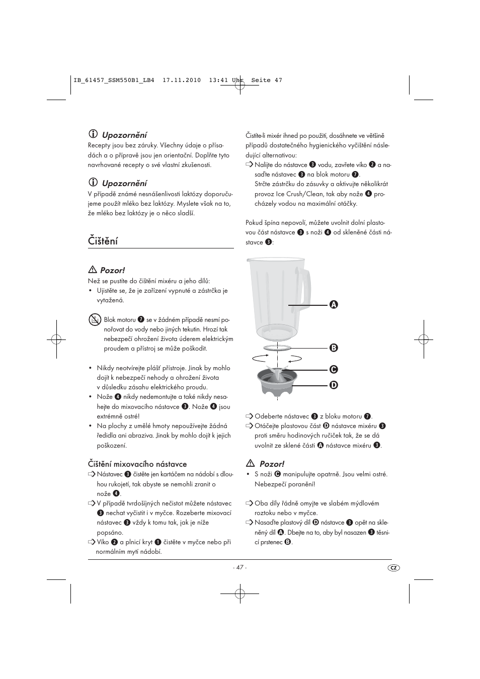 Čištění | Silvercrest SSM 550 B1 User Manual | Page 49 / 72