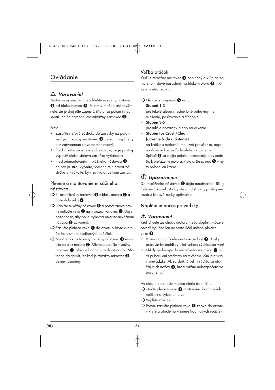 Ovládanie | Silvercrest SSM 550 B1 User Manual | Page 56 / 72