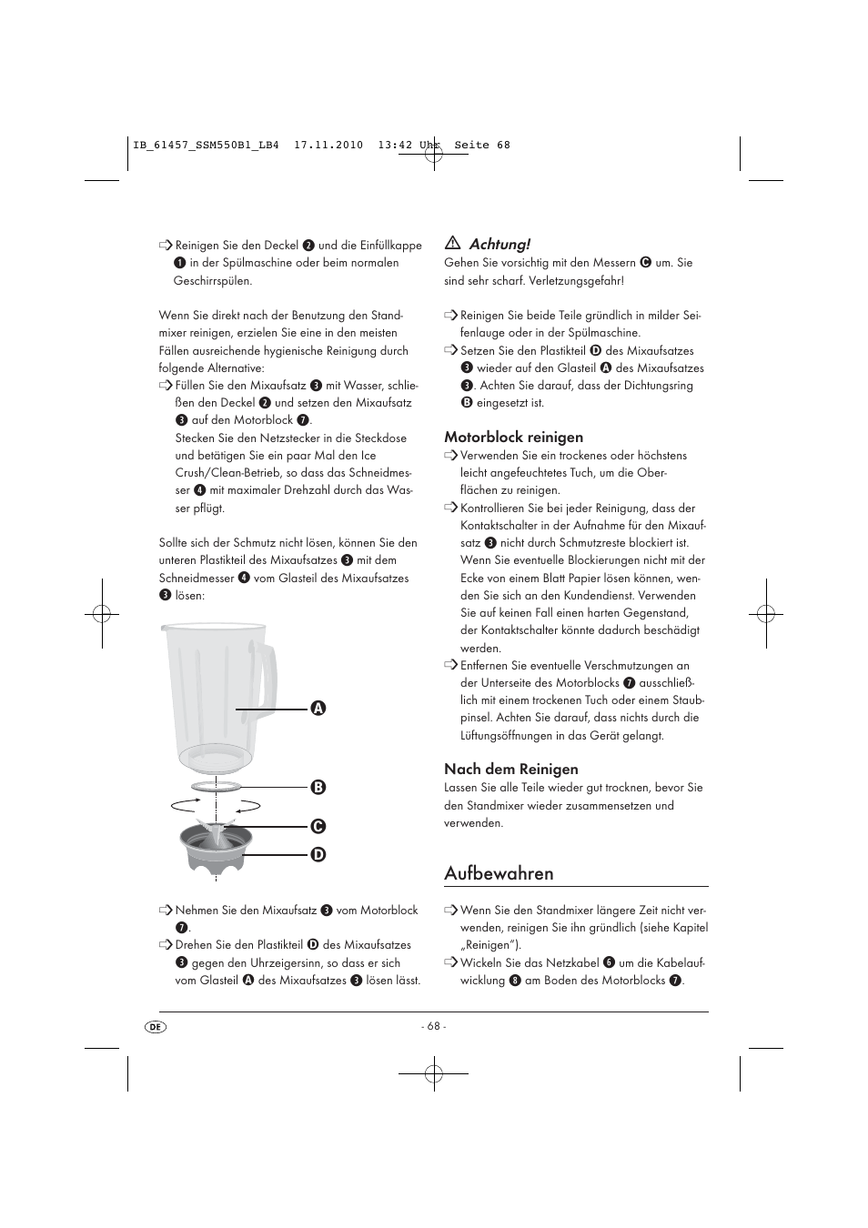 Aufbewahren | Silvercrest SSM 550 B1 User Manual | Page 70 / 72