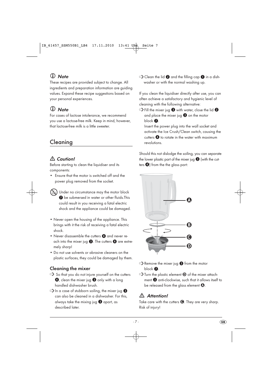 Cleaning | Silvercrest SSM 550 B1 User Manual | Page 9 / 72