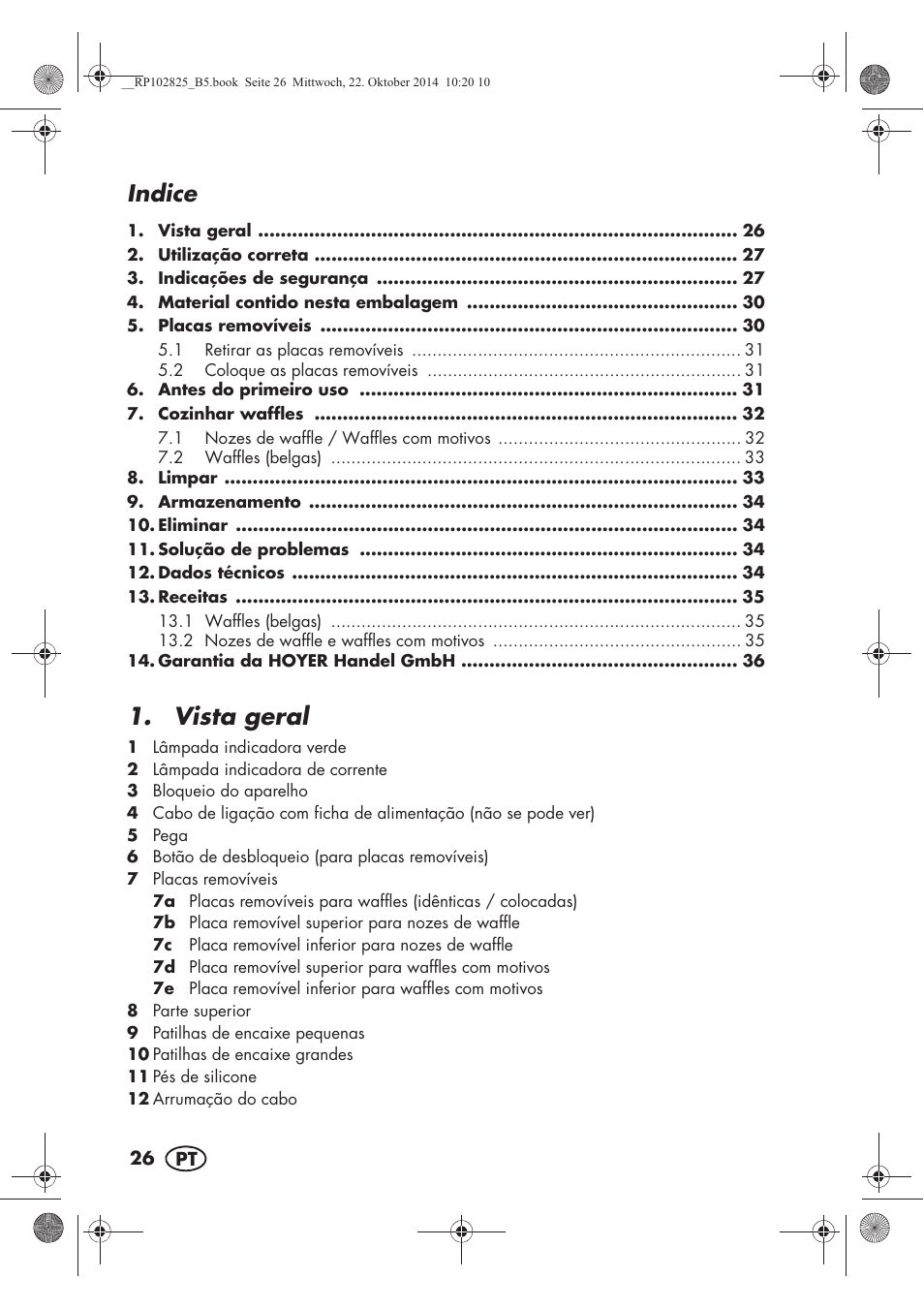 Vista geral, Indice | Silvercrest SWEW 750 B2 User Manual | Page 28 / 66