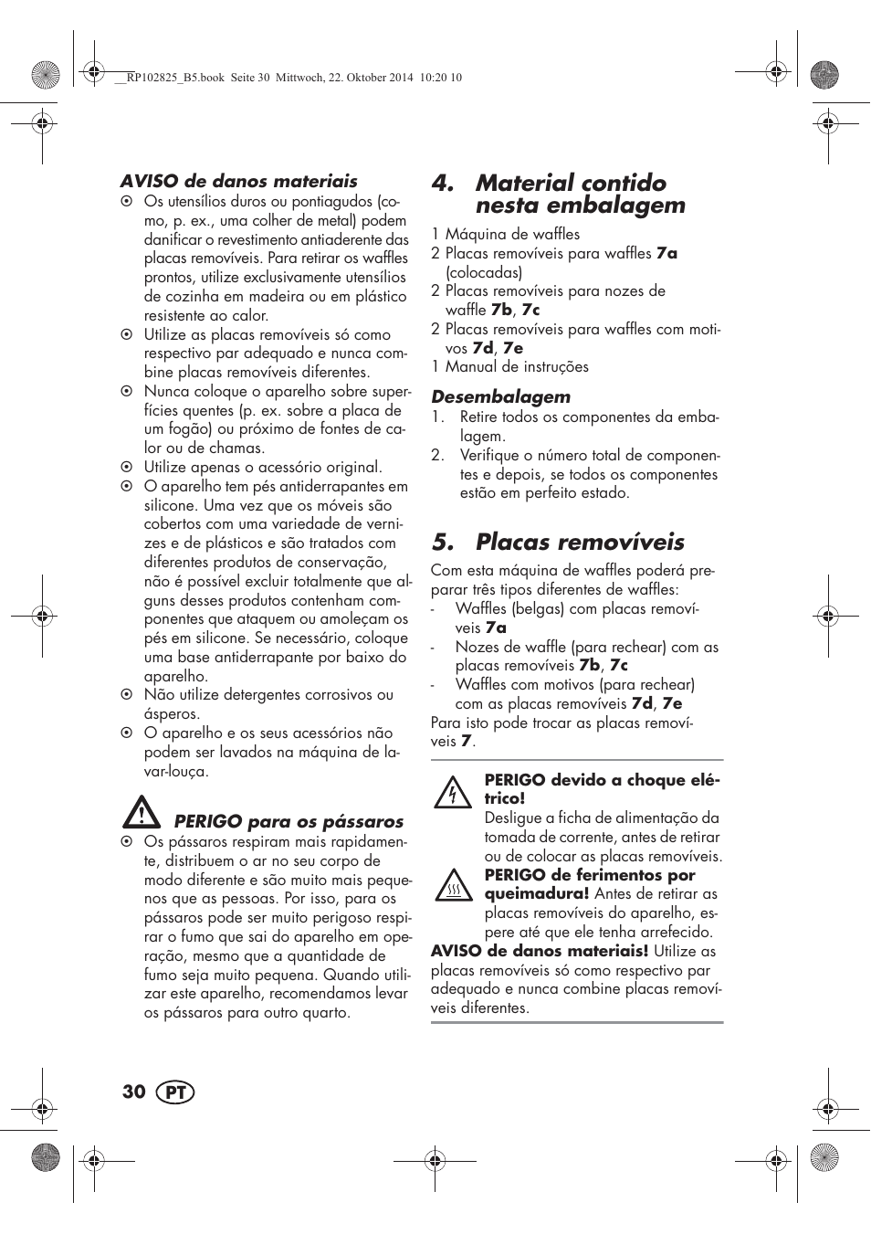 Material contido nesta embalagem, Placas removíveis | Silvercrest SWEW 750 B2 User Manual | Page 32 / 66