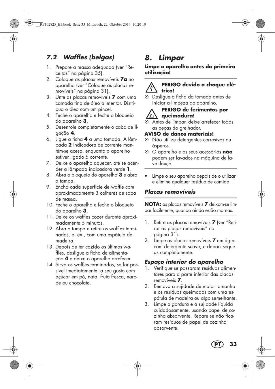 Limpar | Silvercrest SWEW 750 B2 User Manual | Page 35 / 66