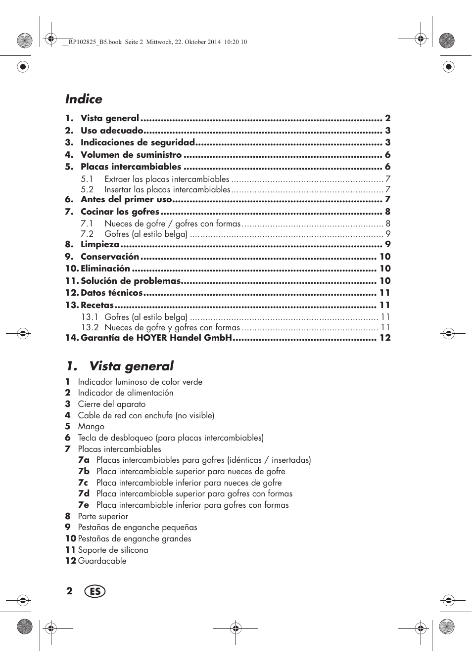 Indice, Vista general | Silvercrest SWEW 750 B2 User Manual | Page 4 / 66
