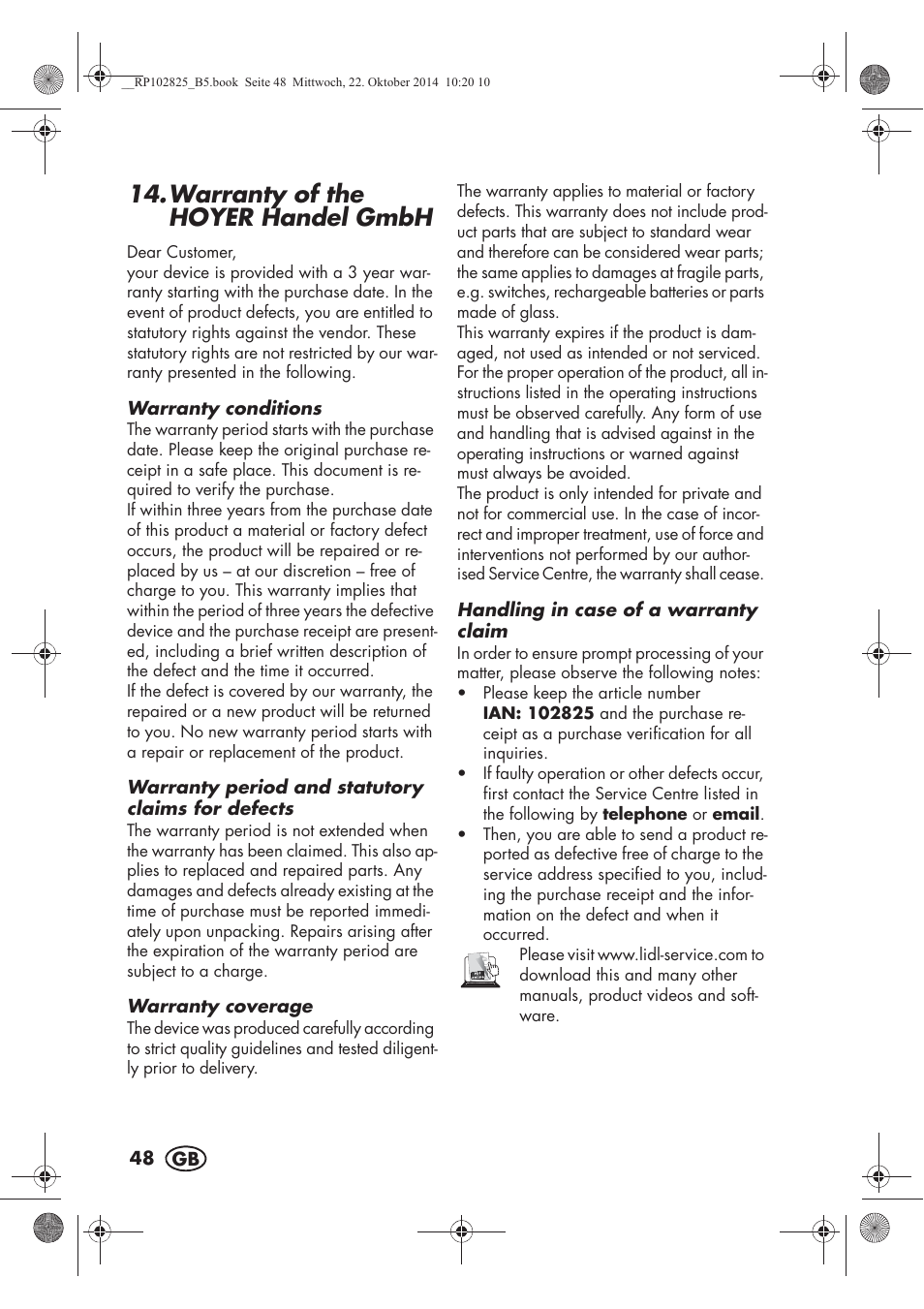 Warranty of the hoyer handelgmbh | Silvercrest SWEW 750 B2 User Manual | Page 50 / 66