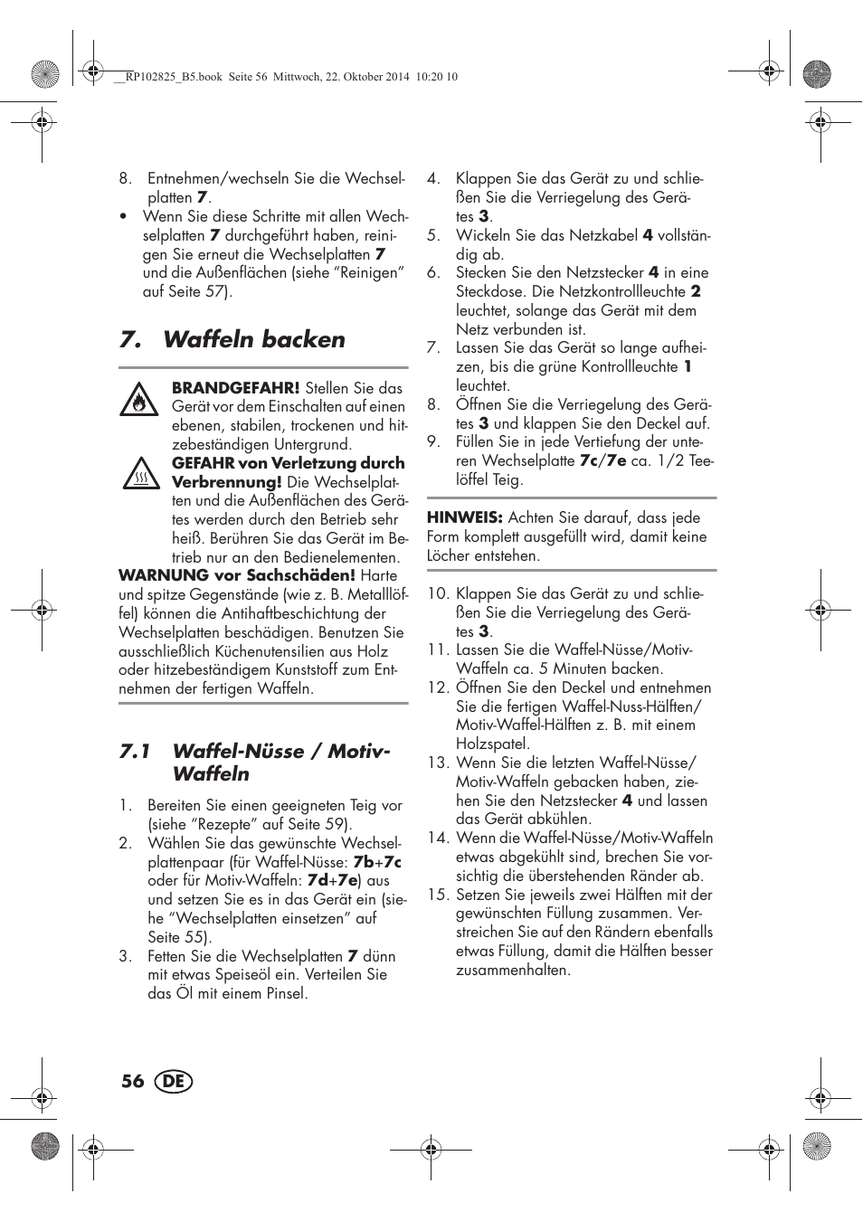 Waffeln backen | Silvercrest SWEW 750 B2 User Manual | Page 58 / 66