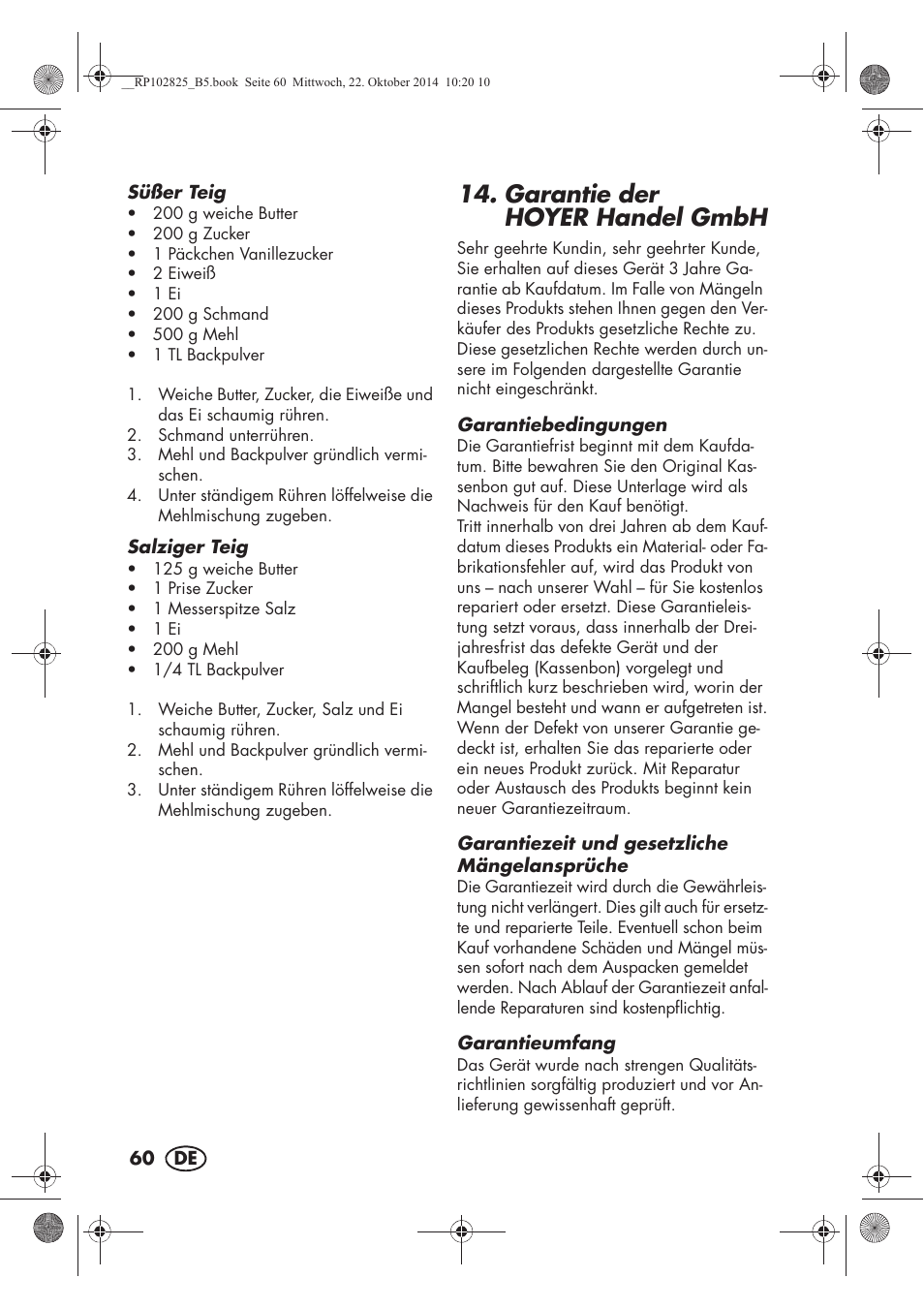 Garantie der hoyerhandel gmbh | Silvercrest SWEW 750 B2 User Manual | Page 62 / 66