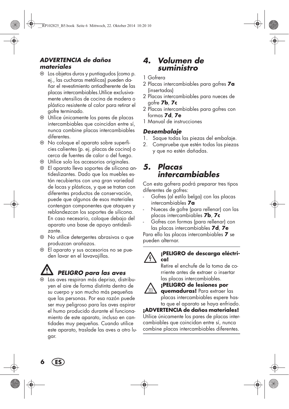 Volumen de suministro, Placas intercambiables | Silvercrest SWEW 750 B2 User Manual | Page 8 / 66