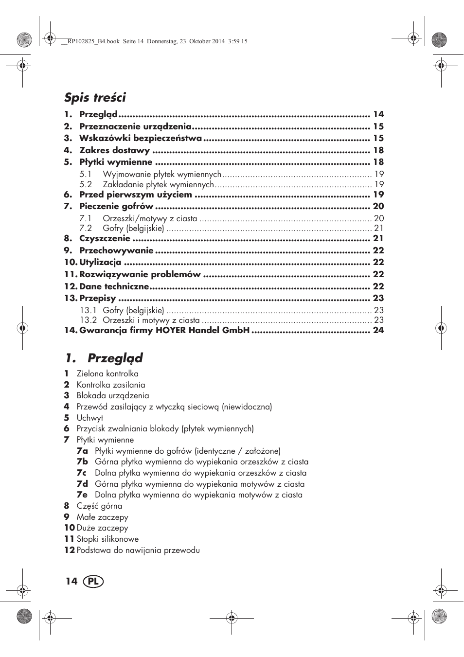 Spis treci, Przegld | Silvercrest SWEW 750 B2 User Manual | Page 16 / 90