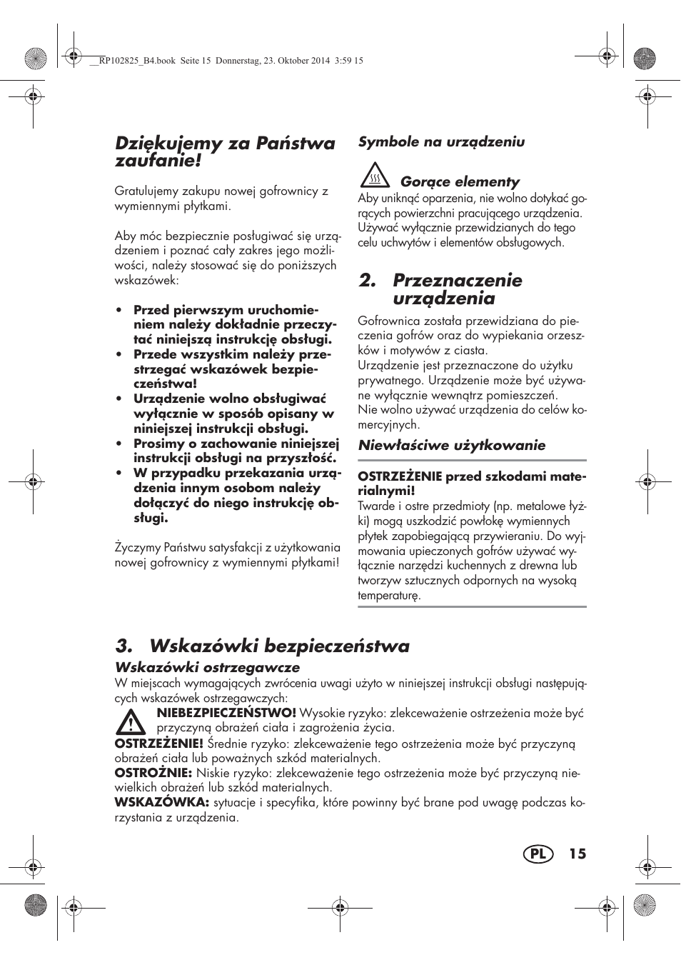 Dzikujemy za pa stwa zaufanie, Przeznaczenie urzdzenia, Wskazówki bezpiecze stwa | Silvercrest SWEW 750 B2 User Manual | Page 17 / 90