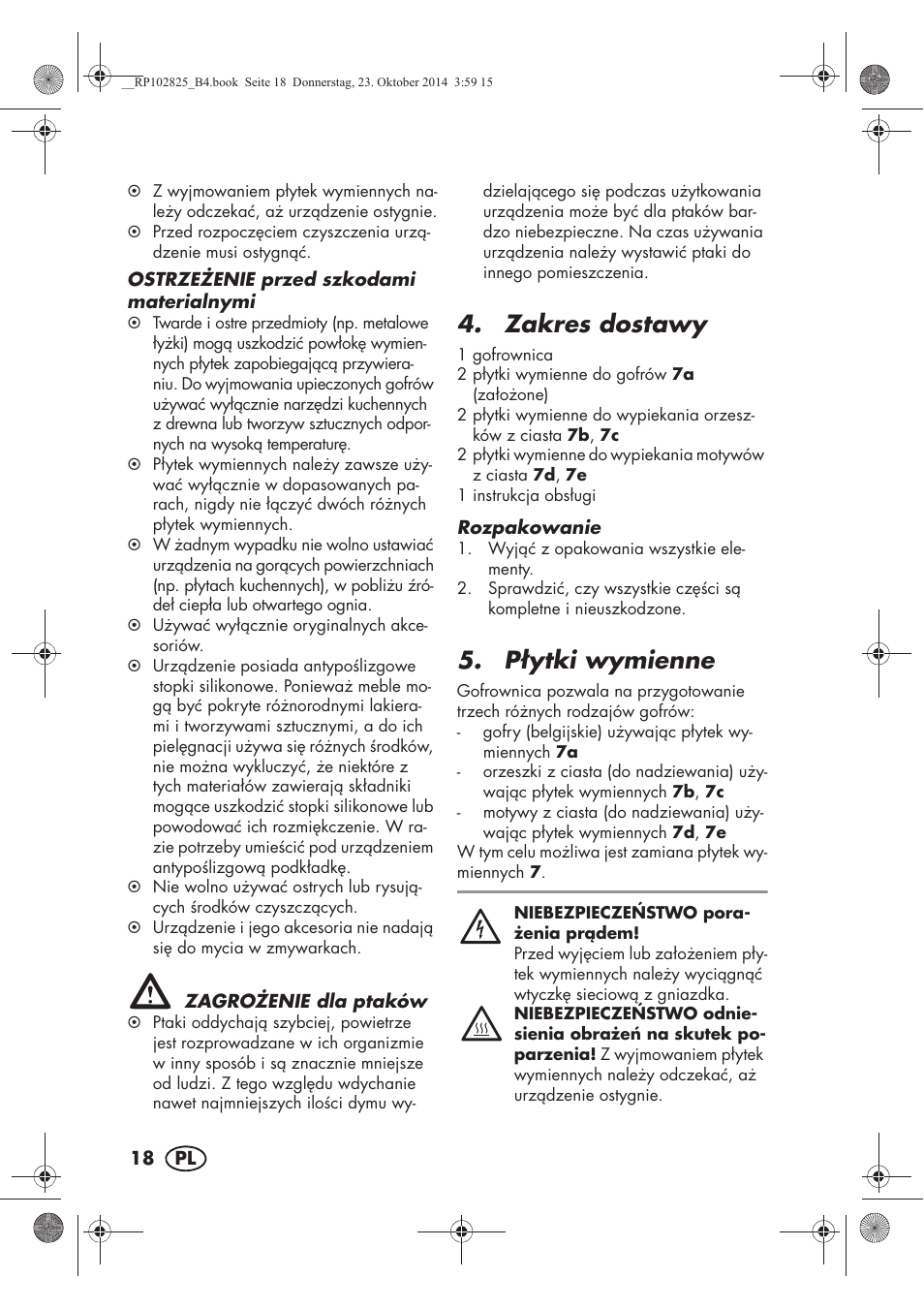 Zakres dostawy, P ytki wymienne | Silvercrest SWEW 750 B2 User Manual | Page 20 / 90