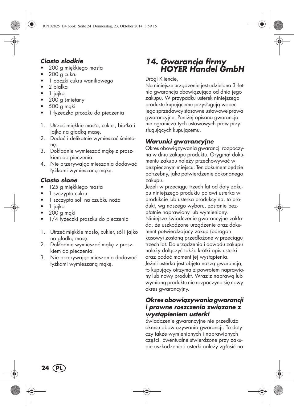 Gwarancja firmy hoyer handel gmbh | Silvercrest SWEW 750 B2 User Manual | Page 26 / 90