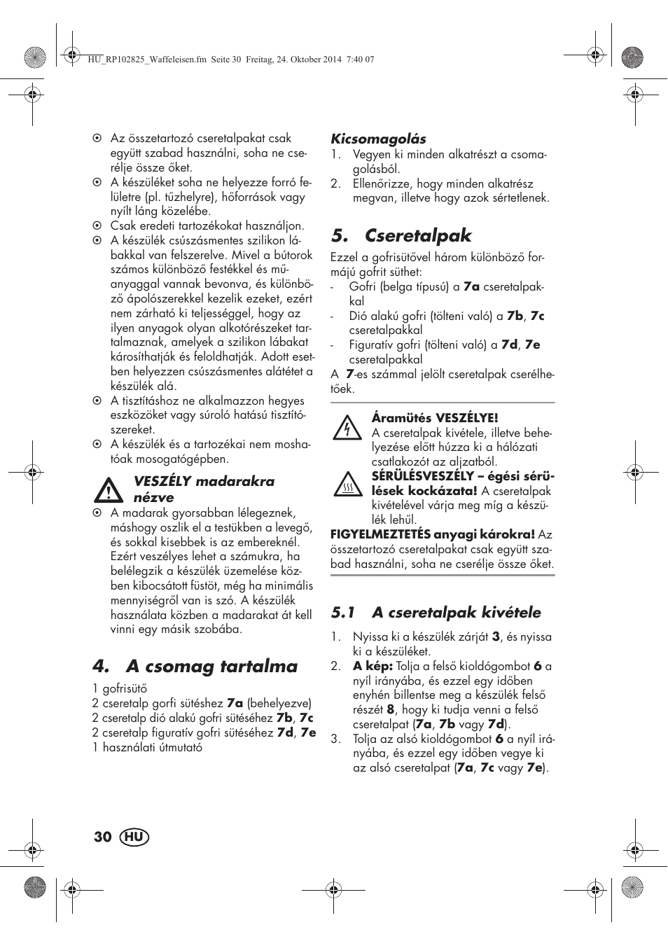 A csomag tartalma, Cseretalpak | Silvercrest SWEW 750 B2 User Manual | Page 32 / 90