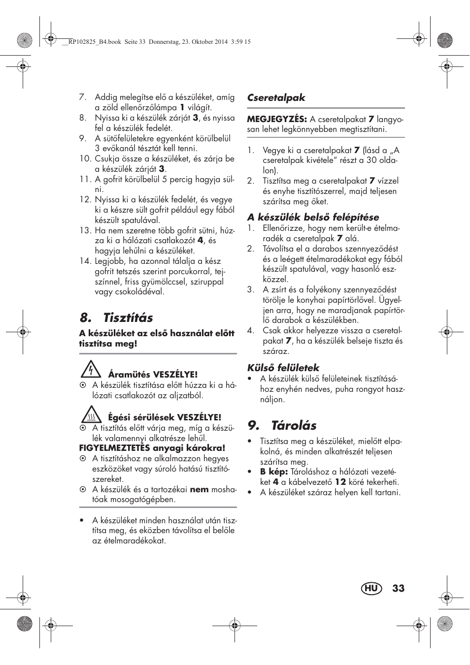 Tisztítás, Tárolás | Silvercrest SWEW 750 B2 User Manual | Page 35 / 90