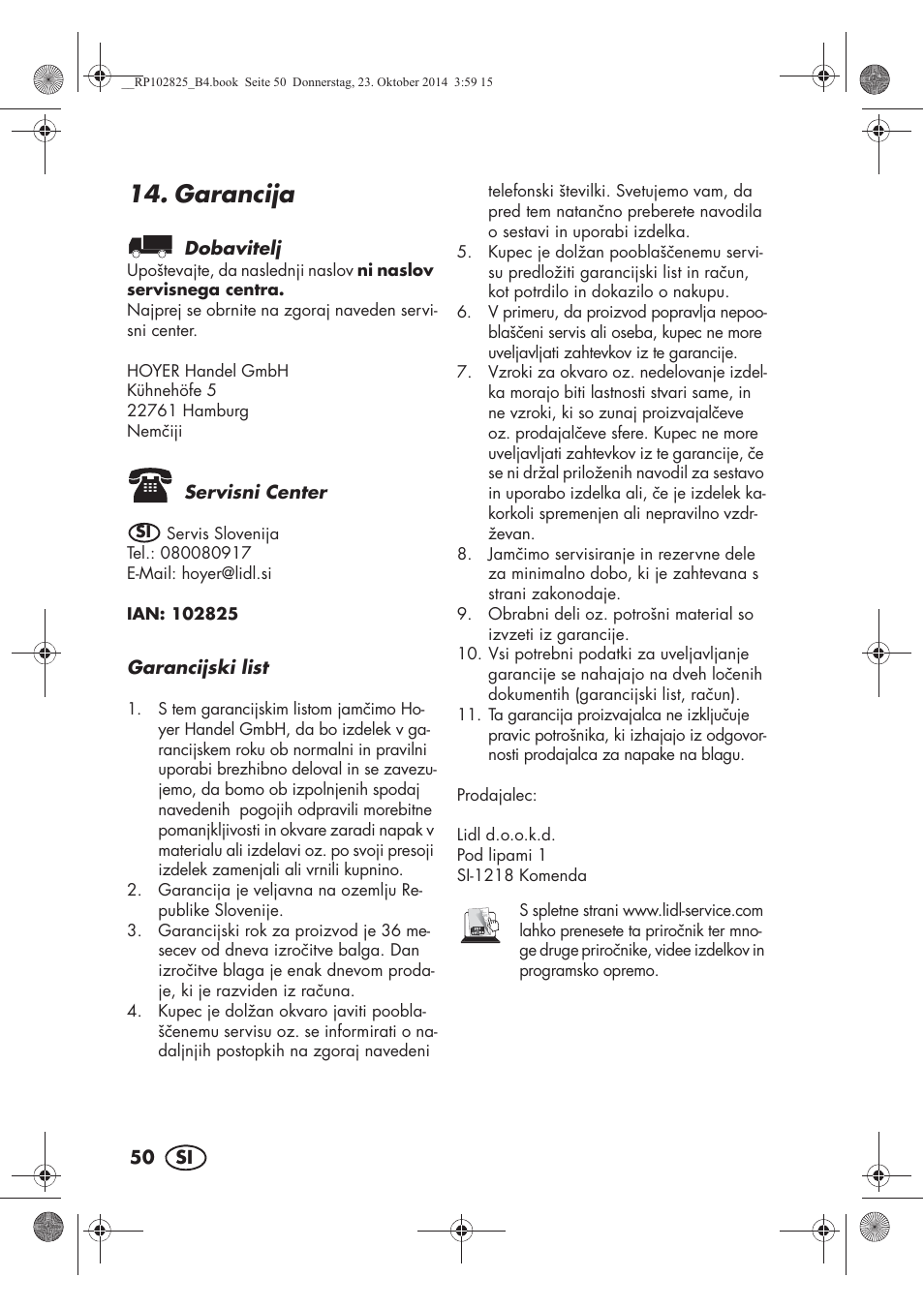 Garancija | Silvercrest SWEW 750 B2 User Manual | Page 52 / 90