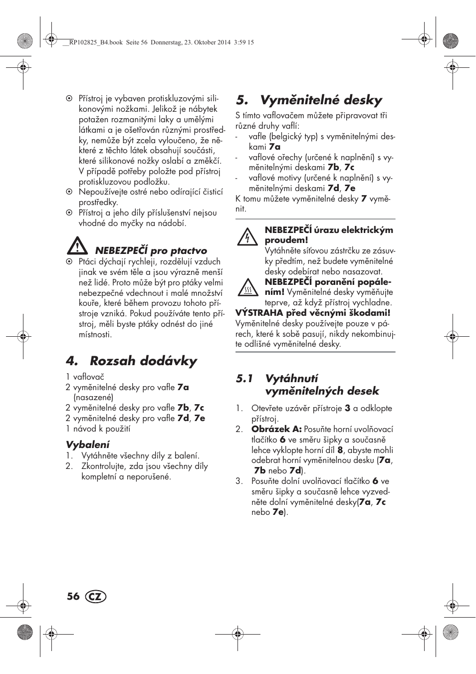 Rozsah dodávky, Vymnitelné desky | Silvercrest SWEW 750 B2 User Manual | Page 58 / 90