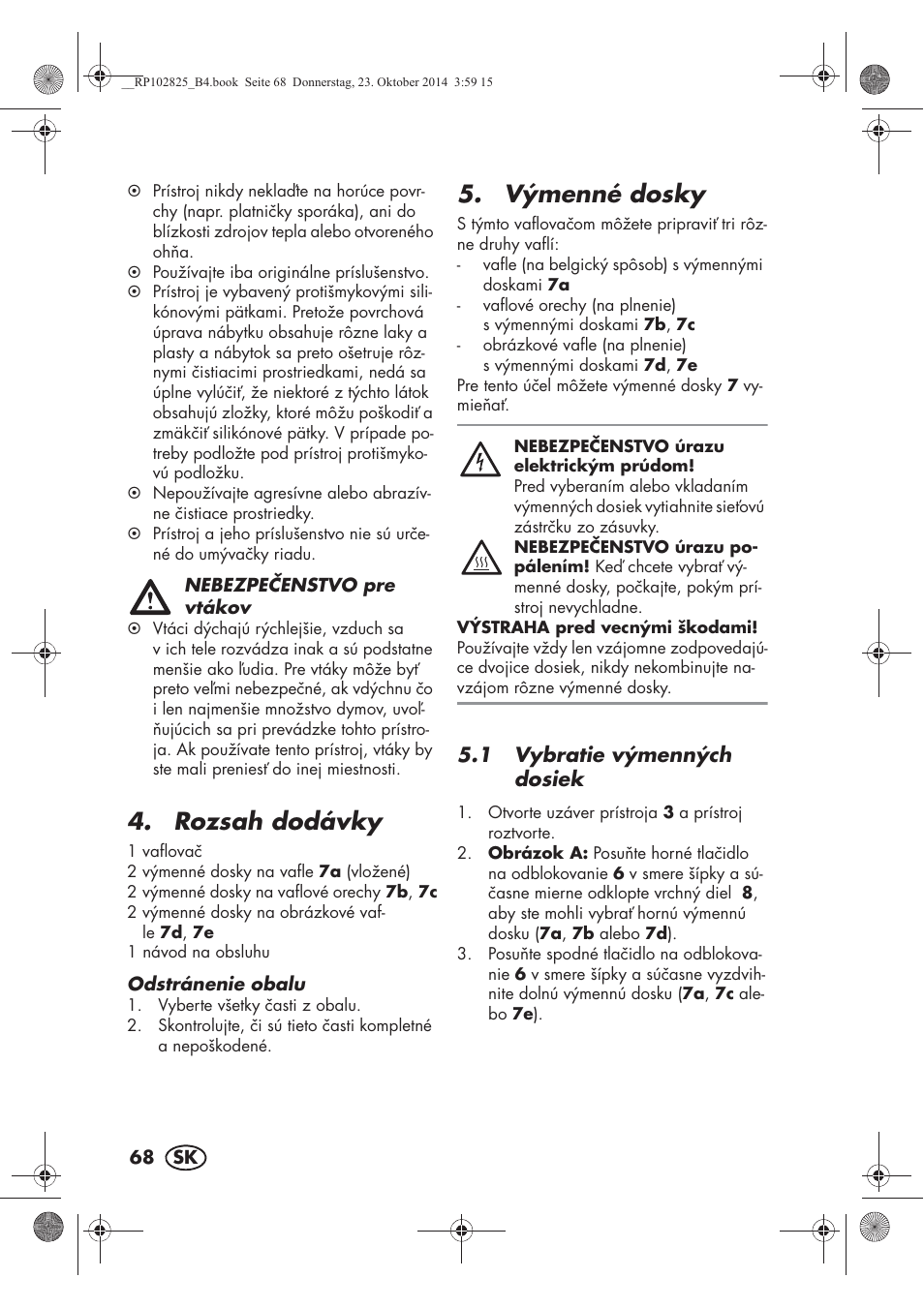 Rozsah dodávky, Výmenné dosky | Silvercrest SWEW 750 B2 User Manual | Page 70 / 90