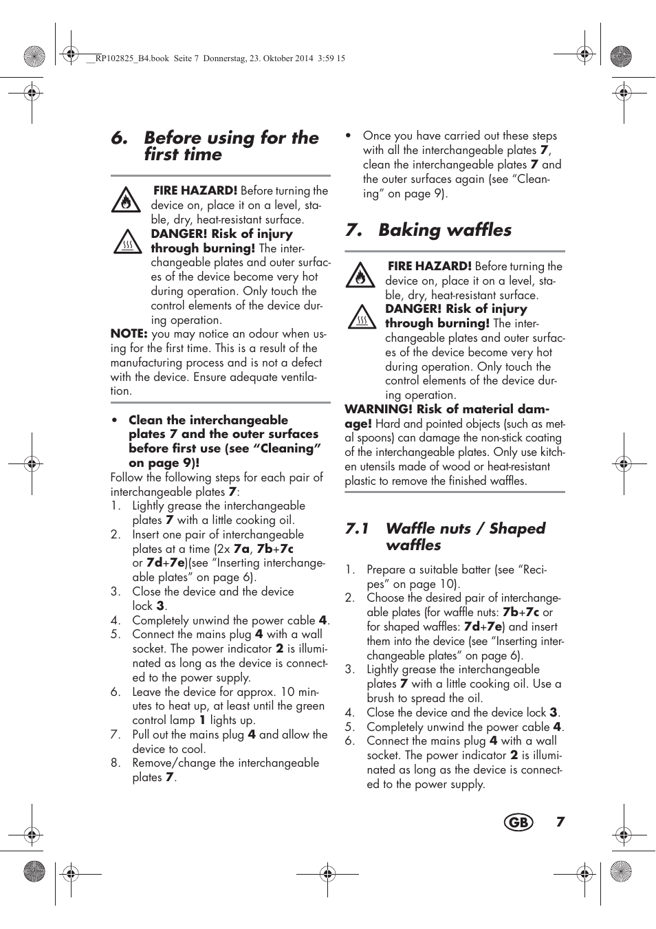 Before using for the first time, Baking waffles | Silvercrest SWEW 750 B2 User Manual | Page 9 / 90