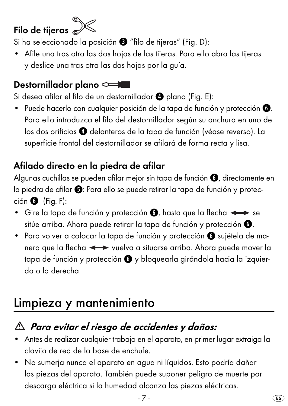 Limpieza y mantenimiento, Para evitar el riesgo de accidentes y daños | Silvercrest SEAS 20 A1 User Manual | Page 10 / 54