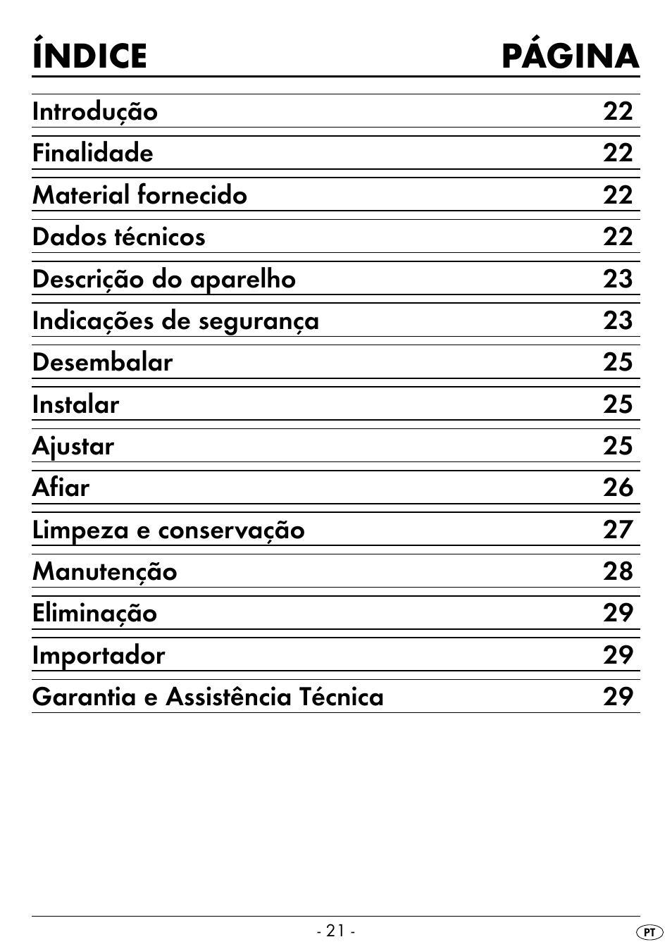 Índice página | Silvercrest SEAS 20 A1 User Manual | Page 24 / 54