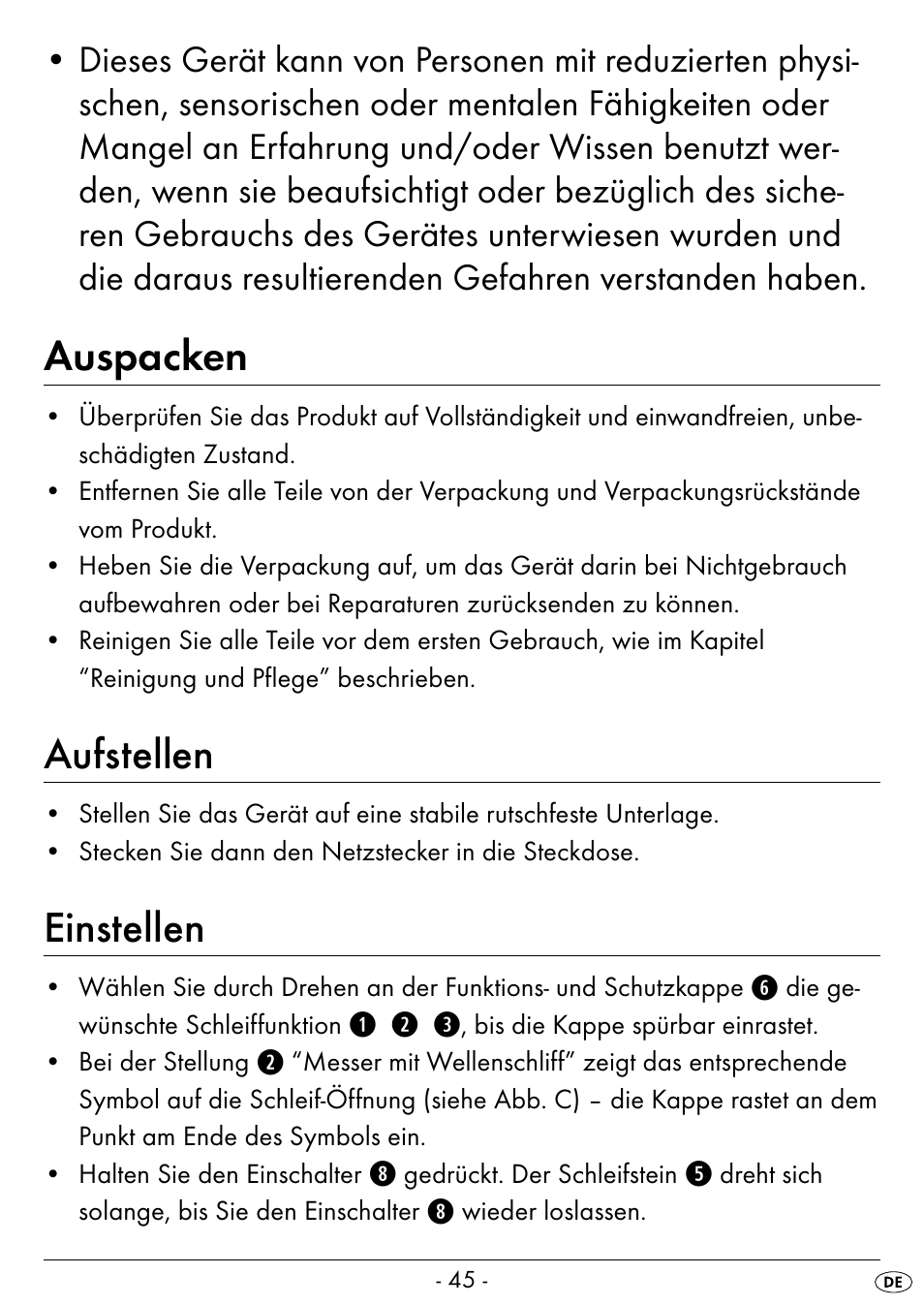 Auspacken, Aufstellen, Einstellen | Silvercrest SEAS 20 A1 User Manual | Page 48 / 54
