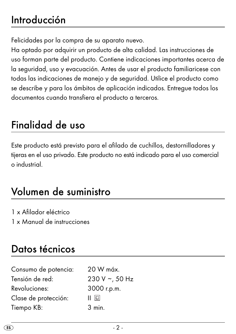 Introducción, Finalidad de uso, Volumen de suministro | Datos técnicos | Silvercrest SEAS 20 A1 User Manual | Page 5 / 54