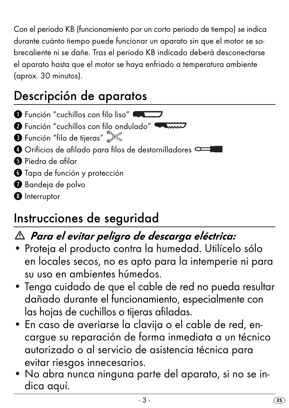 Descripción de aparatos, Instrucciones de seguridad | Silvercrest SEAS 20 A1 User Manual | Page 6 / 54