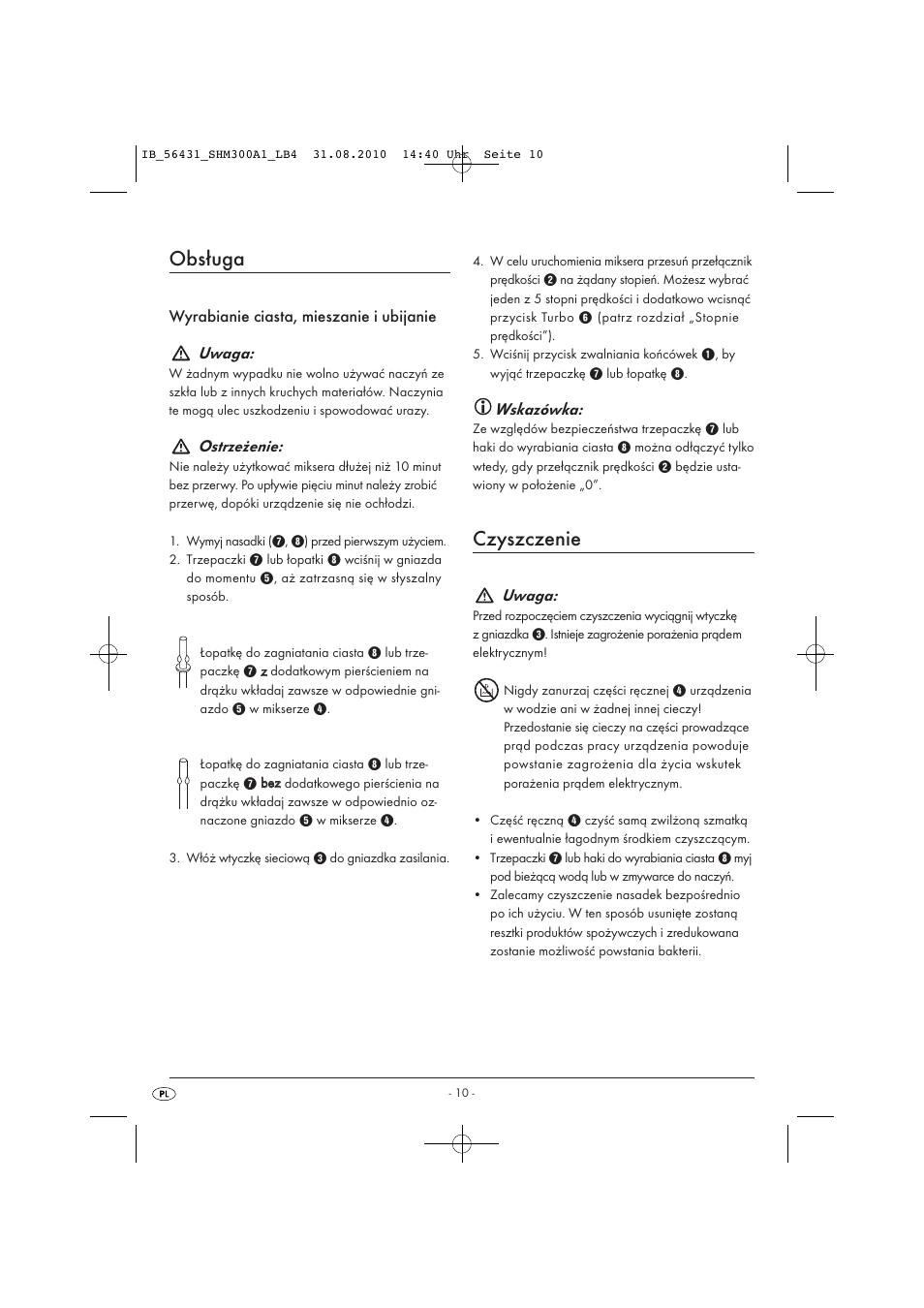 Obsługa, Czyszczenie, Uwaga | Ostrzeżenie, Wskazówka | Silvercrest SHM 300 A1 User Manual | Page 12 / 43