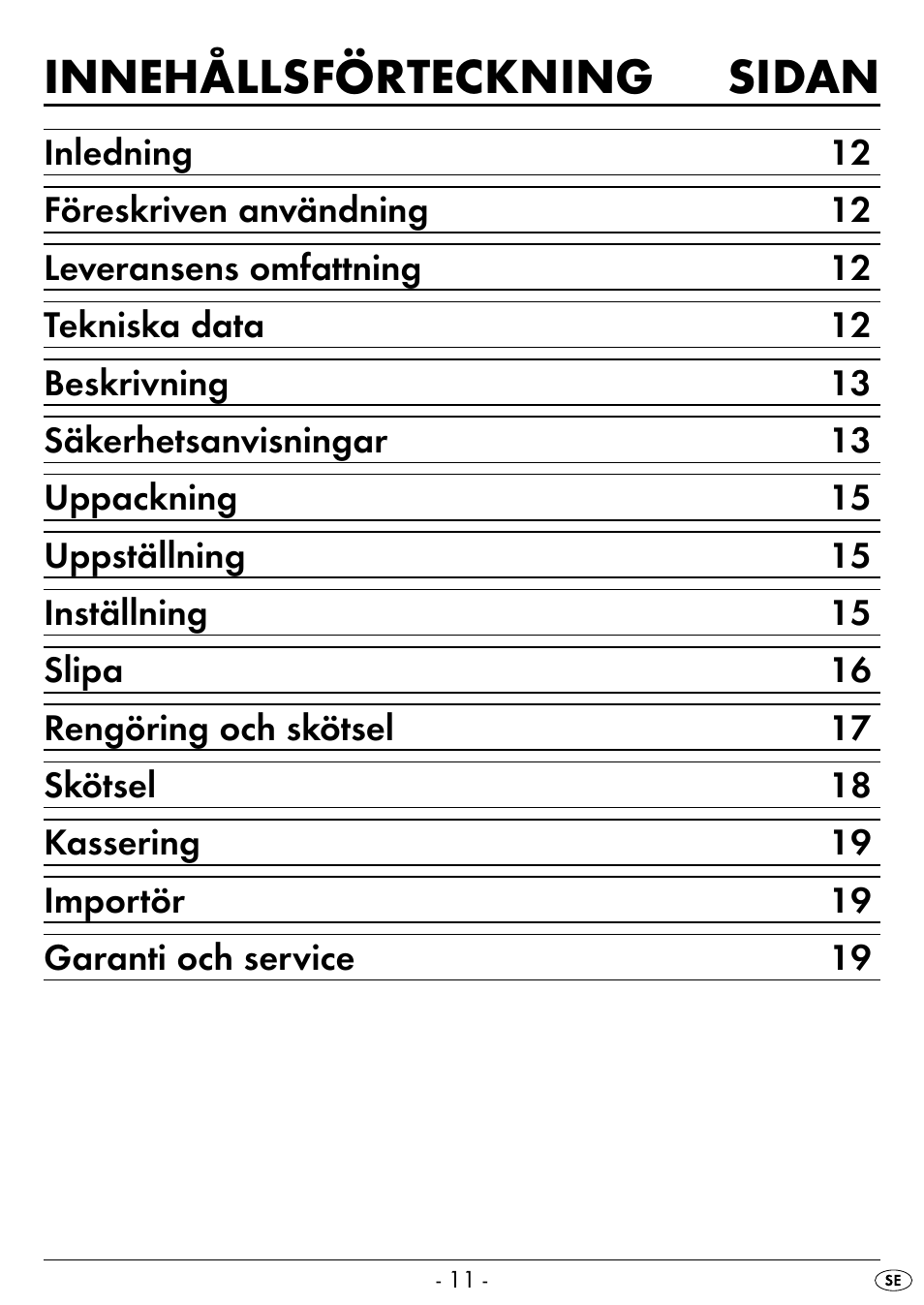 Innehållsförteckning sidan | Silvercrest SEAS 20 A1 User Manual | Page 14 / 54