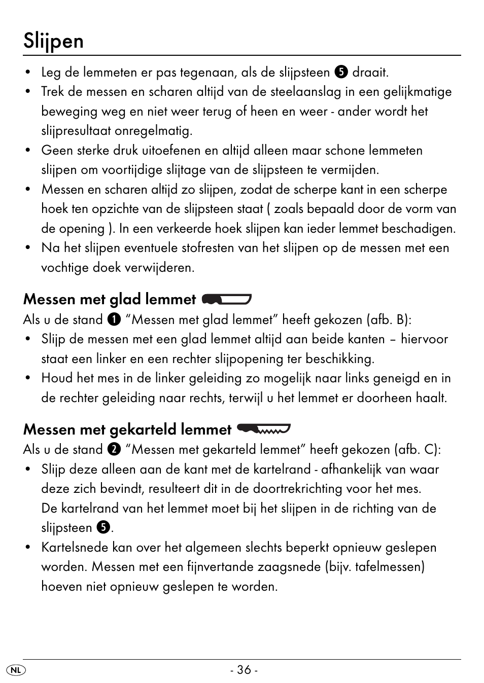Slijpen | Silvercrest SEAS 20 A1 User Manual | Page 39 / 54
