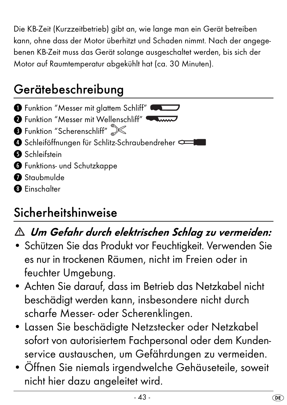 Gerätebeschreibung, Sicherheitshinweise | Silvercrest SEAS 20 A1 User Manual | Page 46 / 54