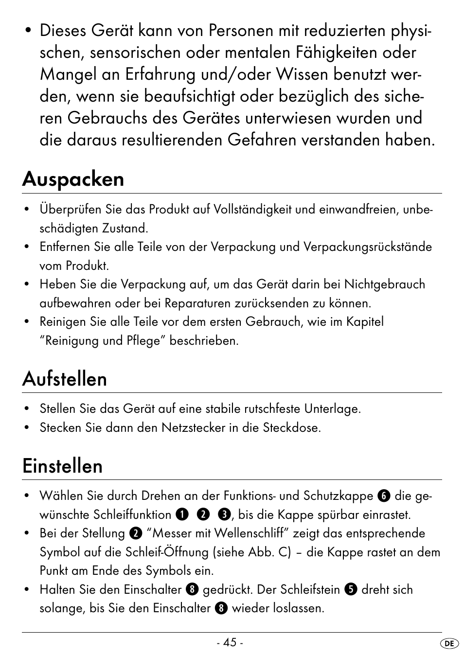 Auspacken, Aufstellen, Einstellen | Silvercrest SEAS 20 A1 User Manual | Page 48 / 54