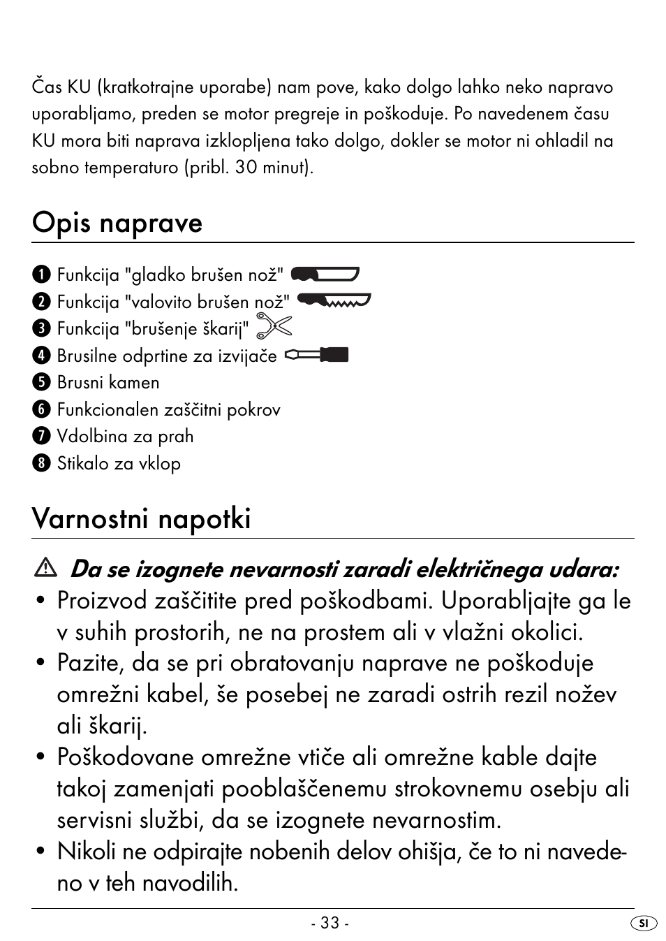 Opis naprave, Varnostni napotki | Silvercrest SEAS 20 A1 User Manual | Page 36 / 74