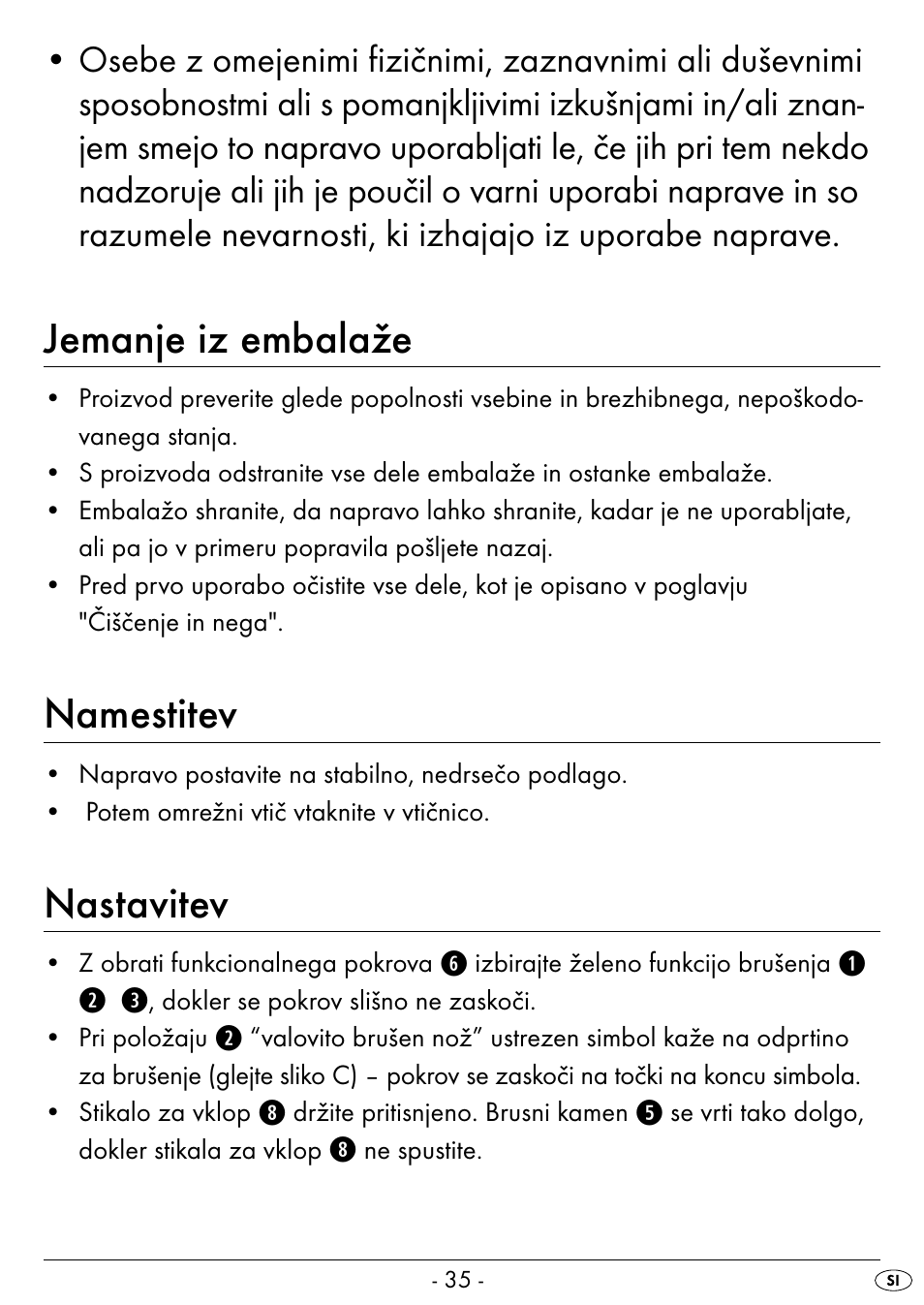 Jemanje iz embalaže, Namestitev, Nastavitev | Silvercrest SEAS 20 A1 User Manual | Page 38 / 74