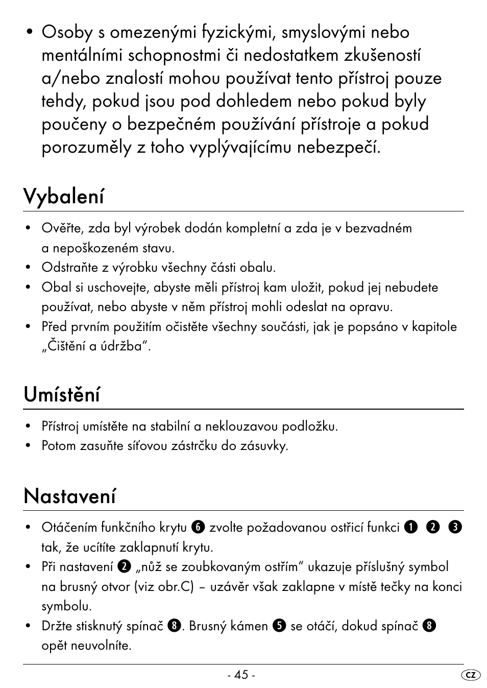 Vybalení, Umístění, Nastavení | Silvercrest SEAS 20 A1 User Manual | Page 48 / 74