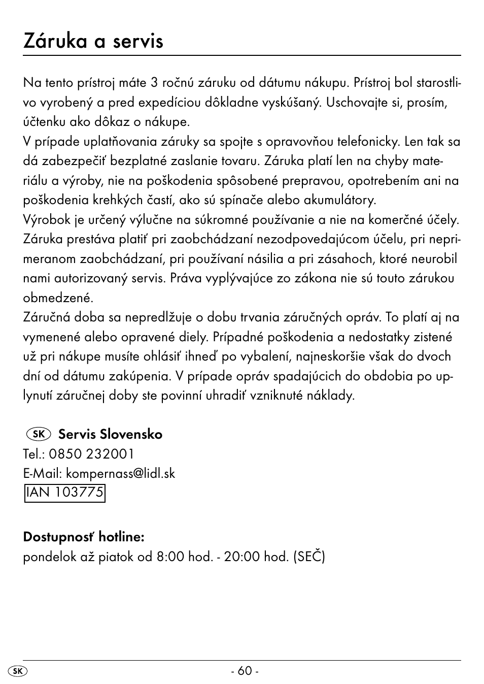 Záruka a servis | Silvercrest SEAS 20 A1 User Manual | Page 63 / 74